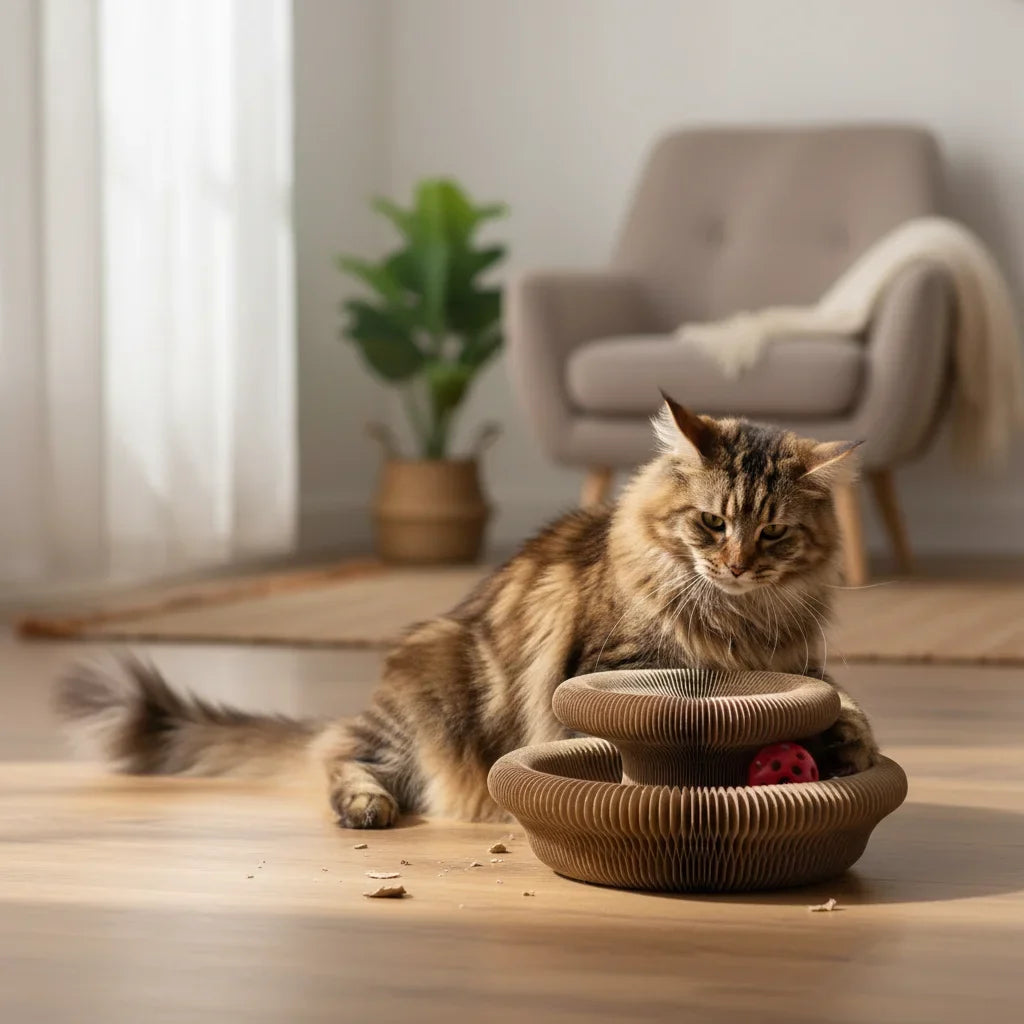 3-in-1 Cat Scratcher & Interactive Ball Toy – ChewWise™