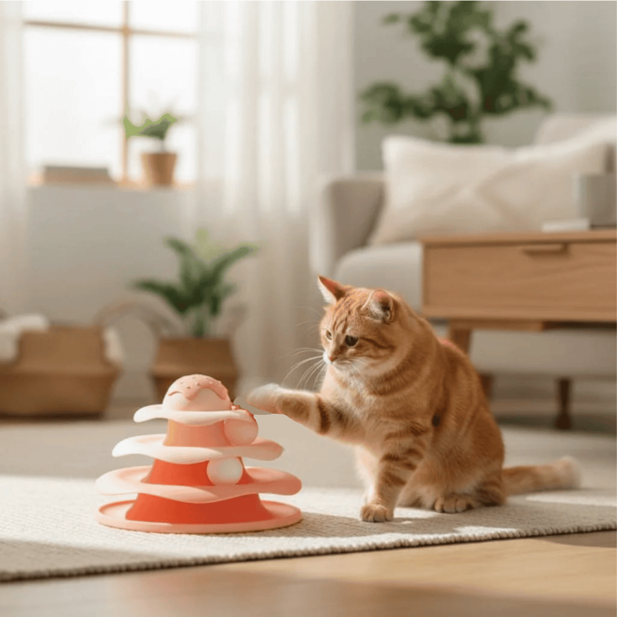 Interactive Rotating Cat Tower with Balls – BounceMate™