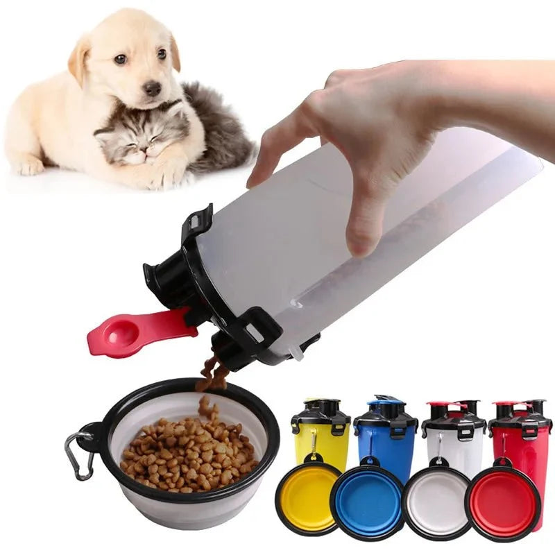 2-in-1 Dog & Cat Water Bottle with Food Container – FlowJoy™