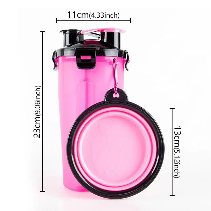 2-in-1 Dog & Cat Water Bottle with Food Container – FlowJoy™