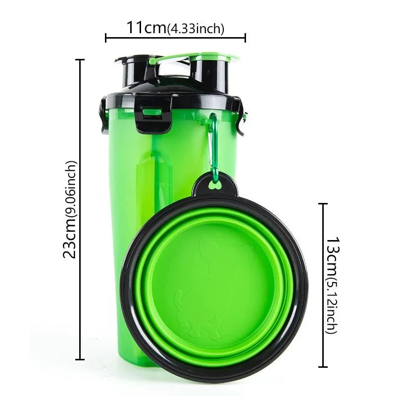 2-in-1 Dog & Cat Water Bottle with Food Container – FlowJoy™