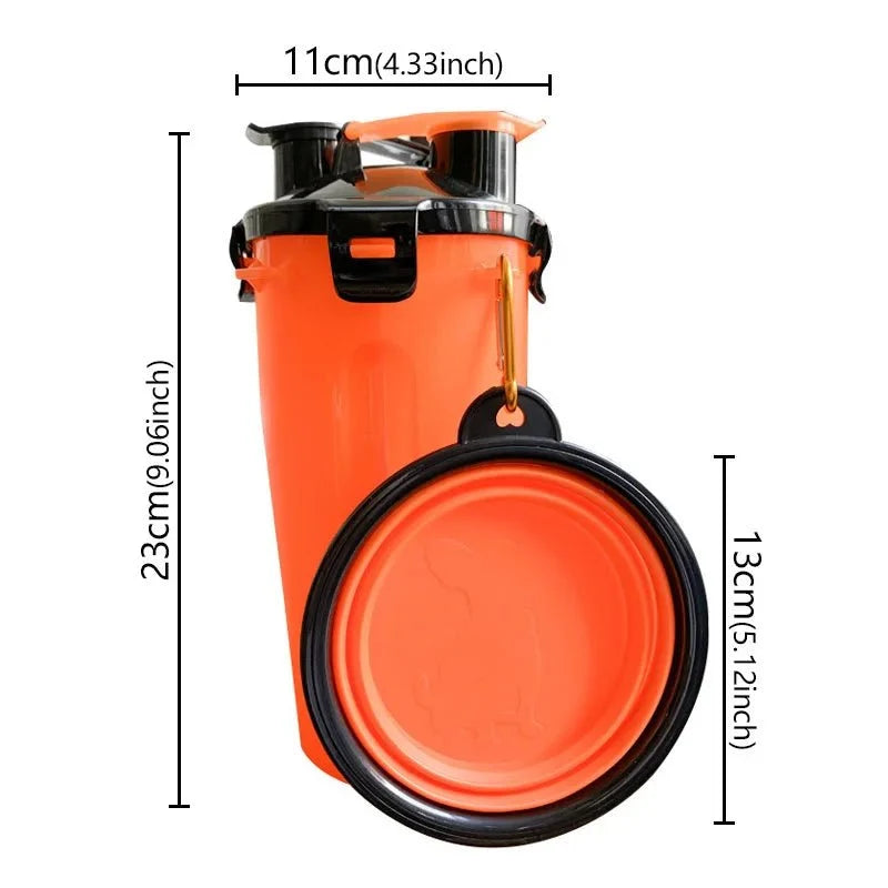 2-in-1 Dog & Cat Water Bottle with Food Container – FlowJoy™