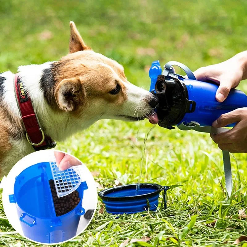 2-in-1 Dog & Cat Water Bottle with Food Container – FlowJoy™