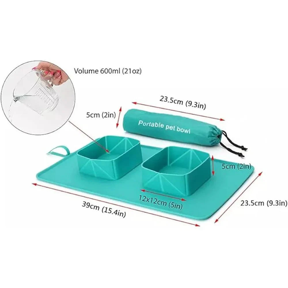 Foldable 2-in-1 Pet Food & Water Bowl – DinePlus™