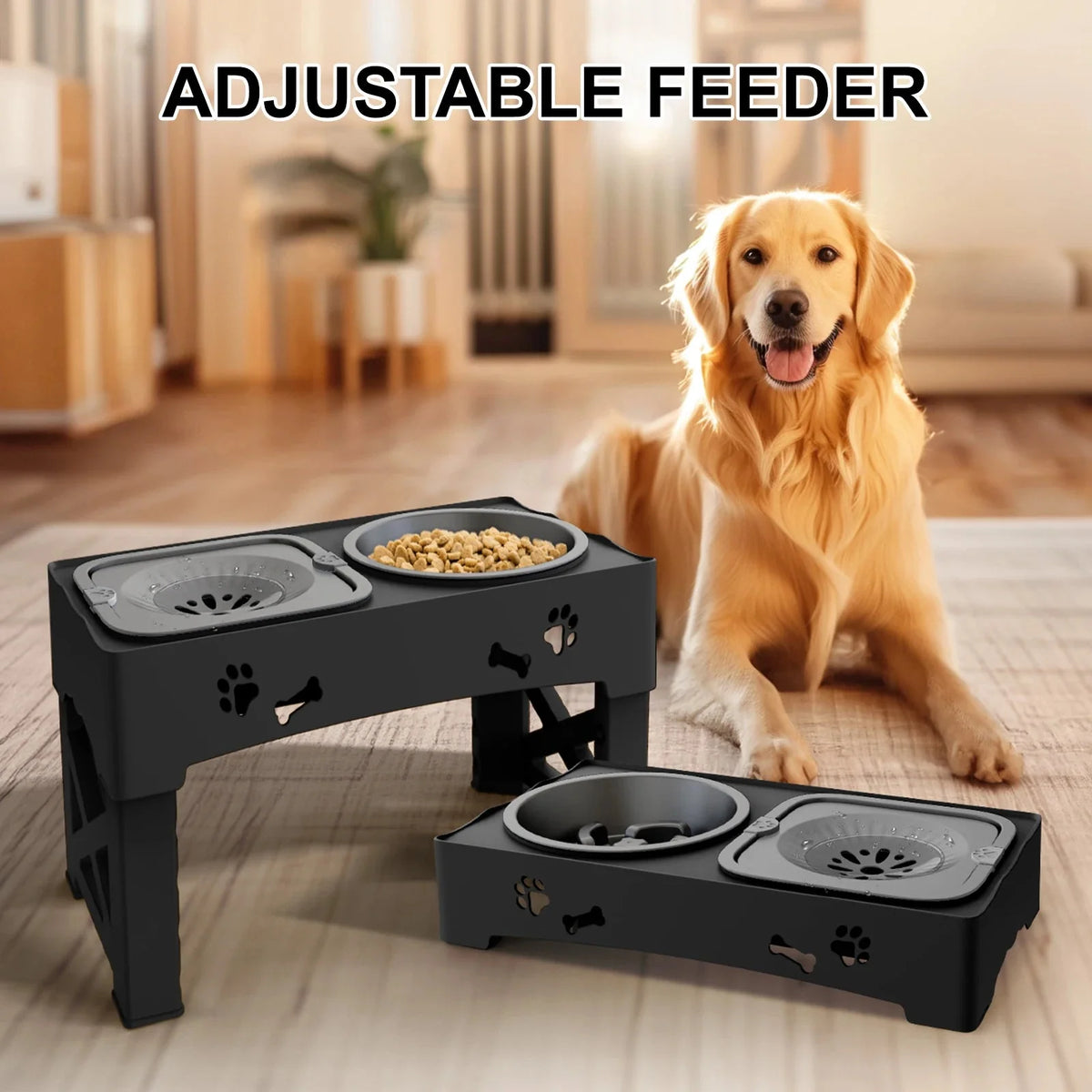 Adjustable Raised Slow Feeder Bowl – MealEssentials™