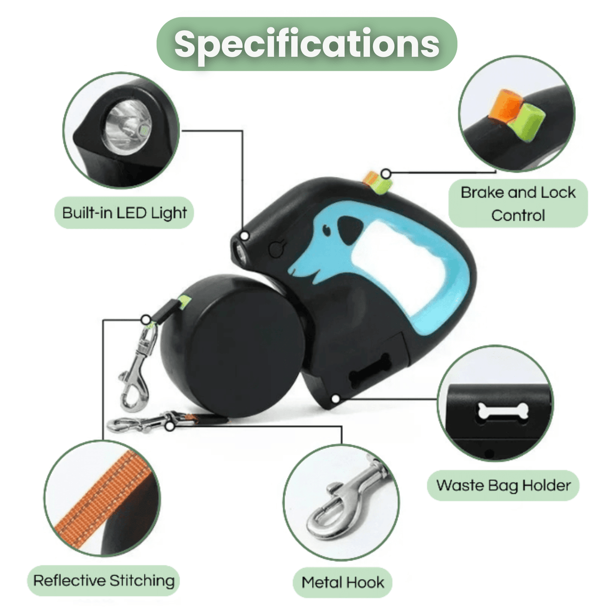 3-in-1 Dual Dog Leash with Flashlight – RouteLink™