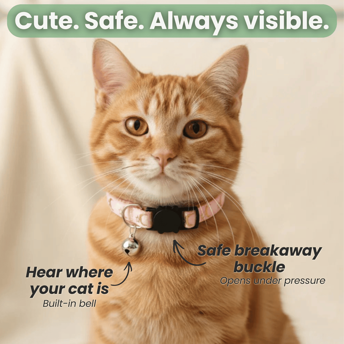 Reflective Cat Collar with Bell – FlexWave™