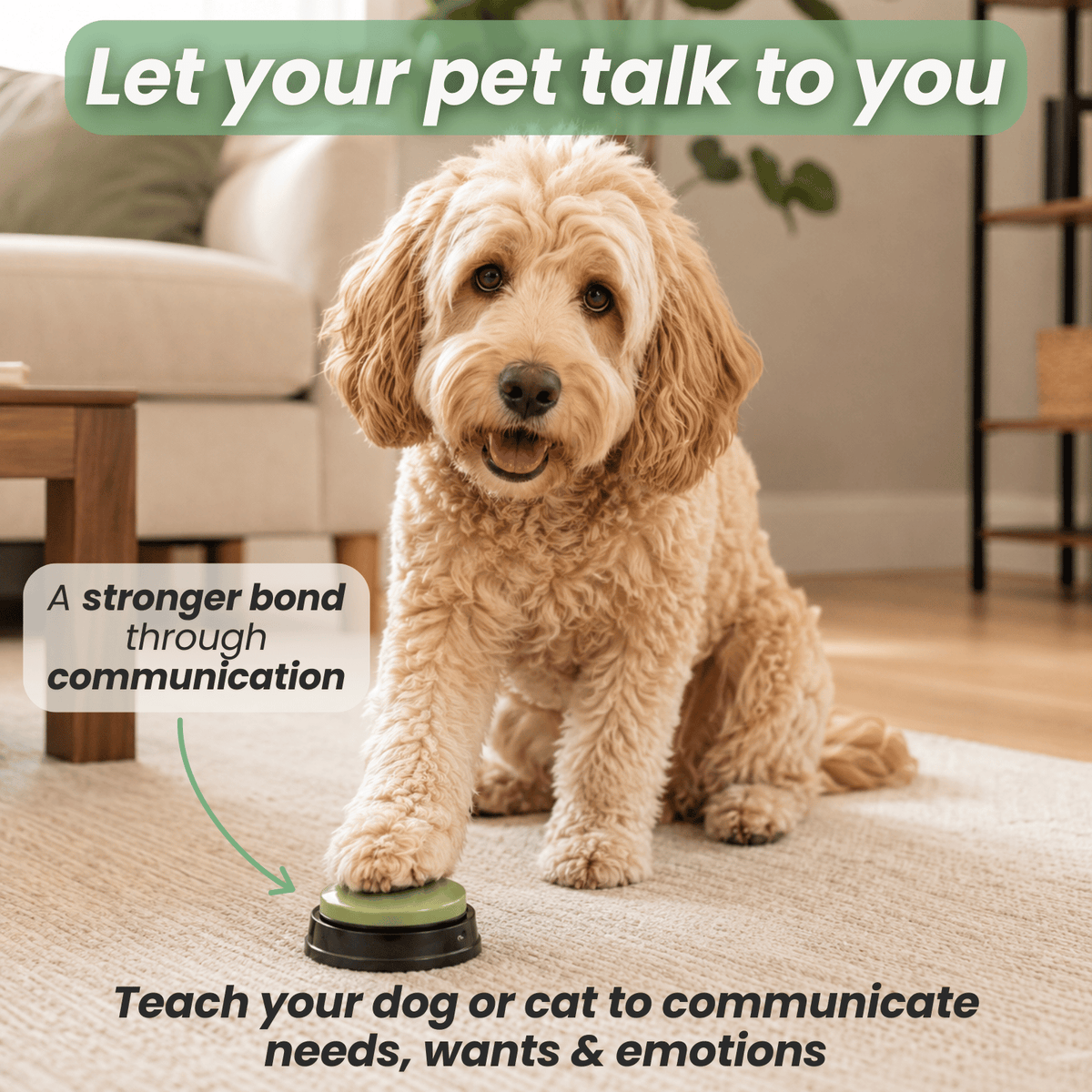 Tailented PawCraft™ – Pet Communication Training Button with Voice Recording for Pets