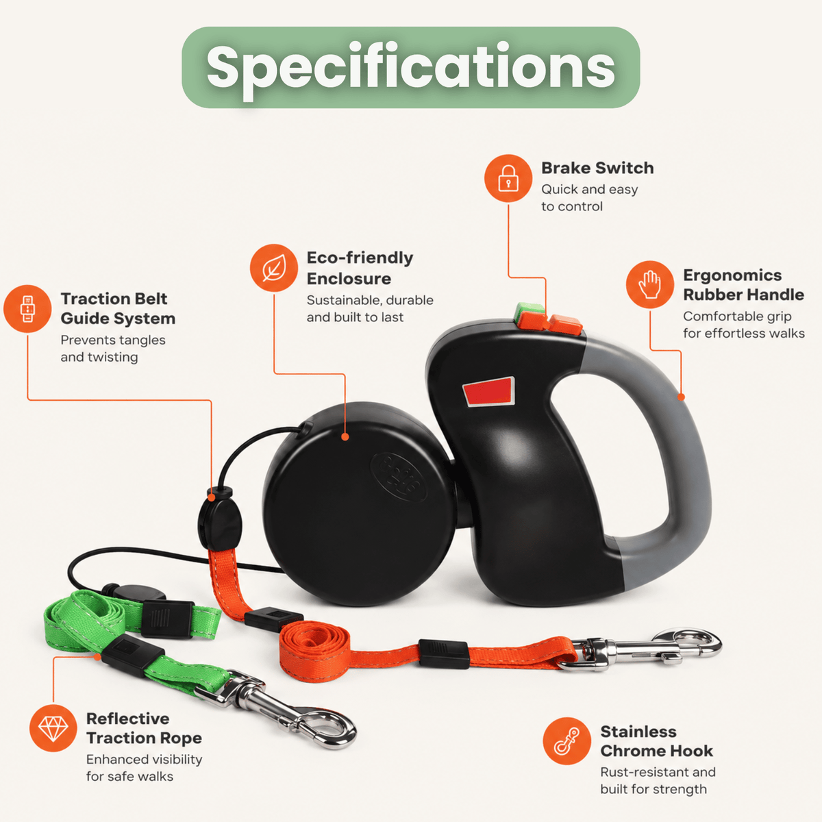 Double Retractable Dog Leash – StridePure™