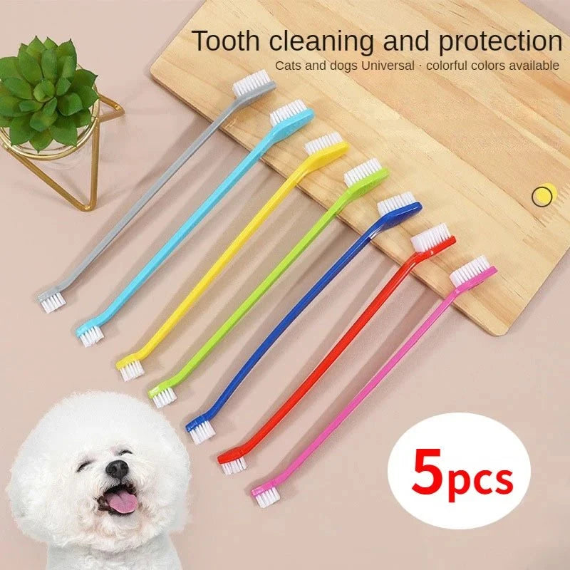 5-Piece Double-Sided Pet Toothbrush Set – LifeTouch™