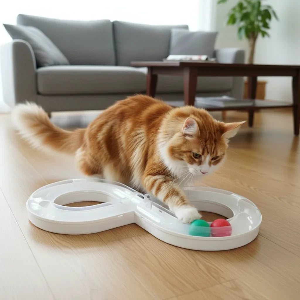 Figure-8 Interactive Cat Track with Rolling Ball – ChasePlus™