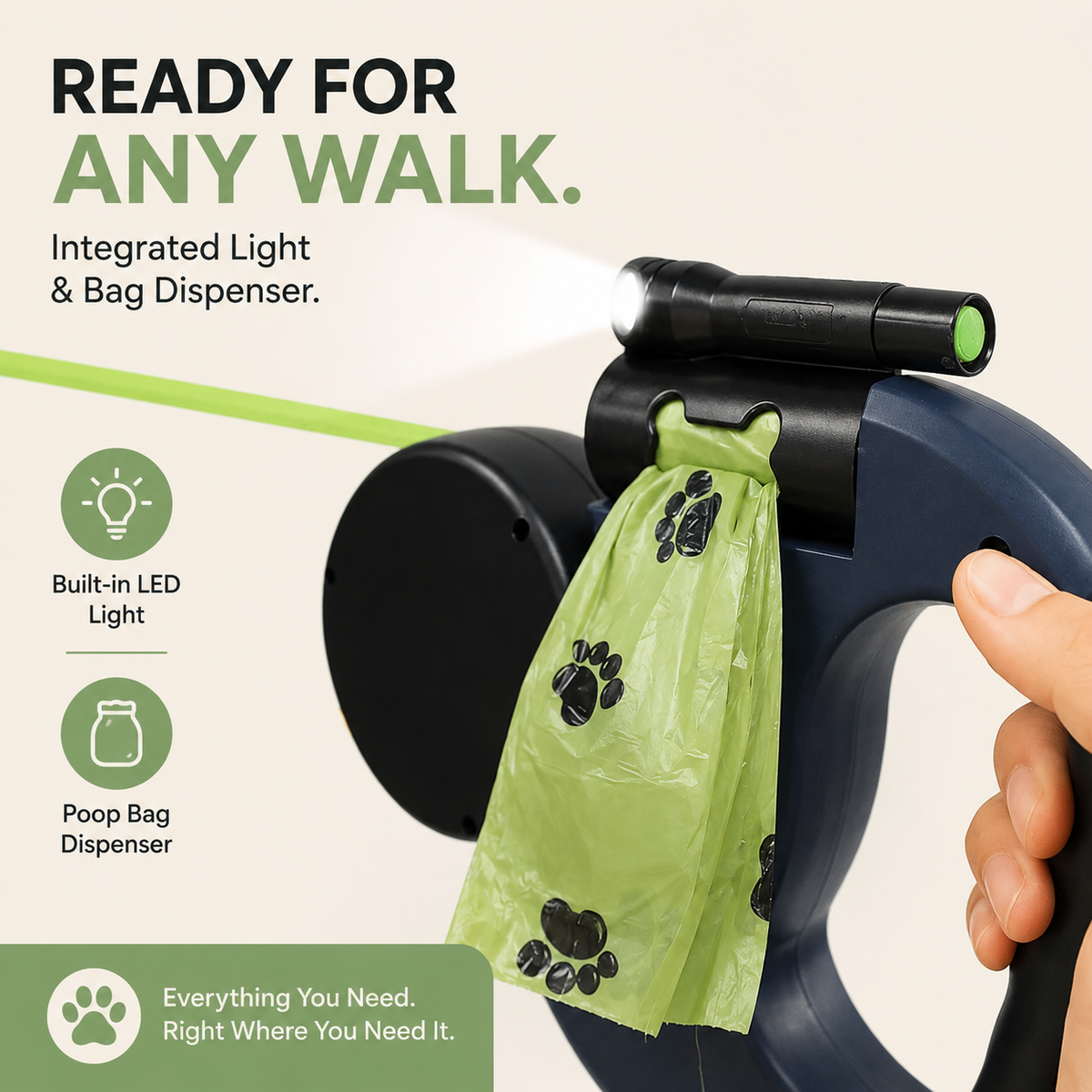 Retractable Double Dog Leash with LED – WalkFresh™