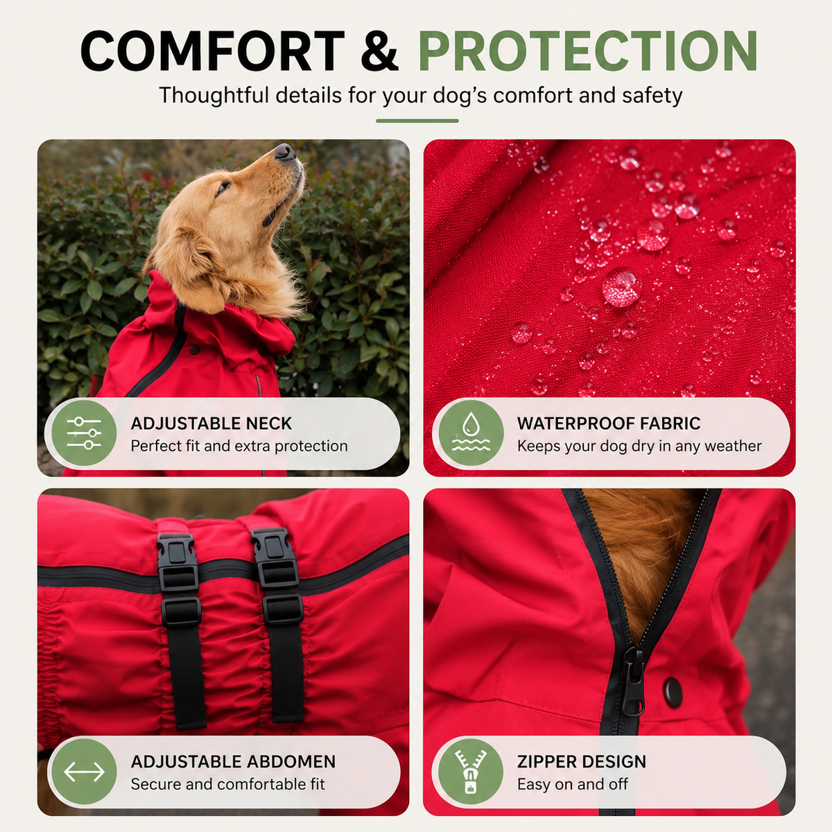 Reflective Waterproof Dog Raincoat – CareTrail™