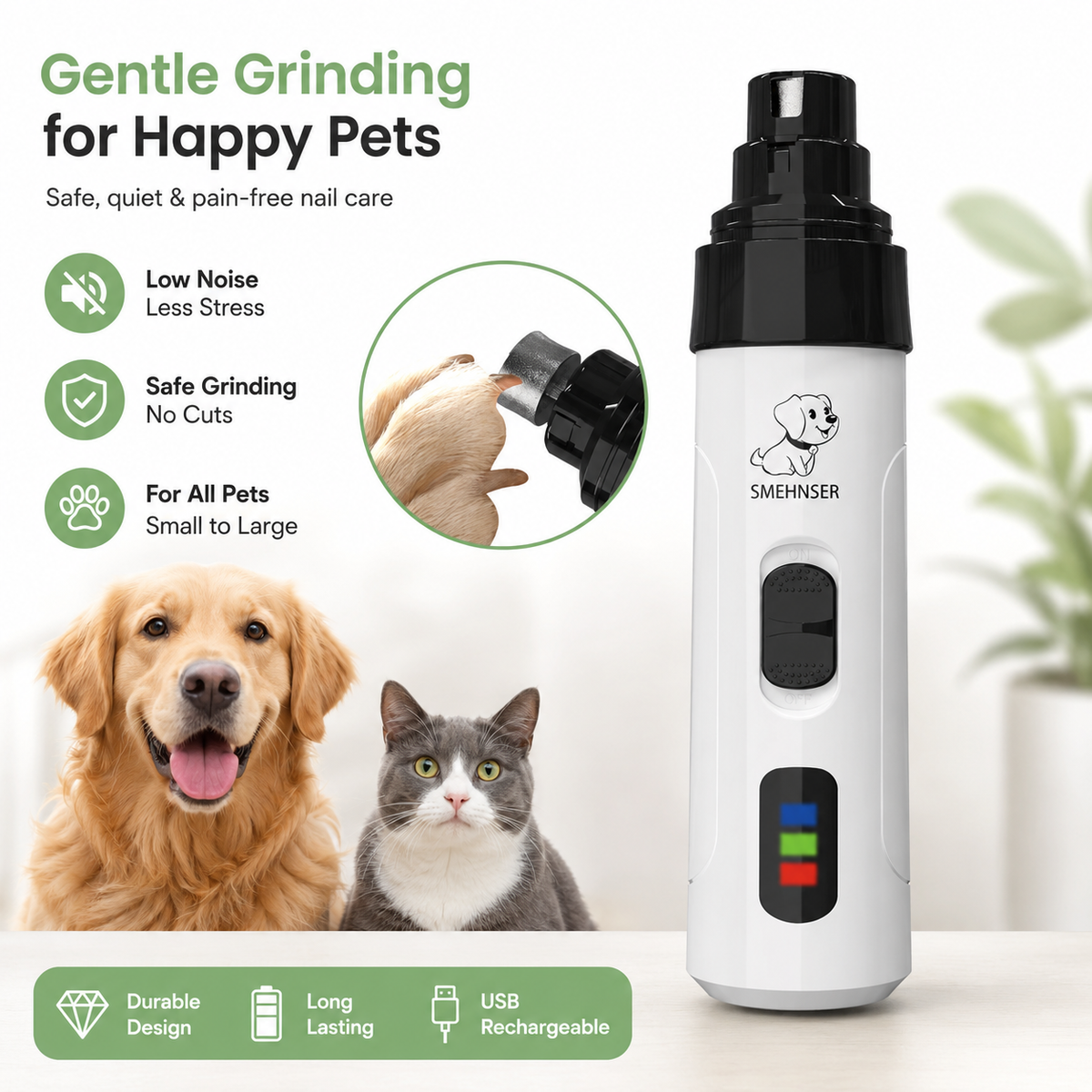Quiet Electric Pet Nail Grinder – PawGuard™
