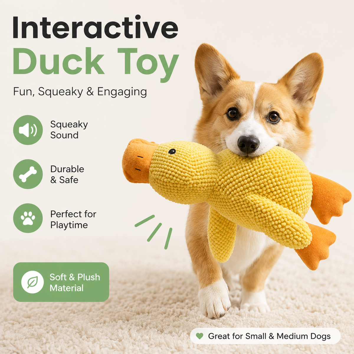Plush Squeaky Duck Toy for Dogs – PurrBalance™