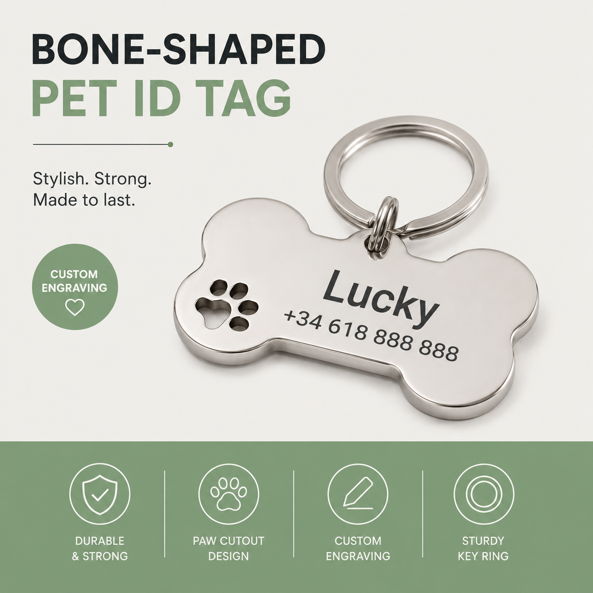 Personalised Stainless Steel Pet ID Tag for Dogs – GuardFresh™