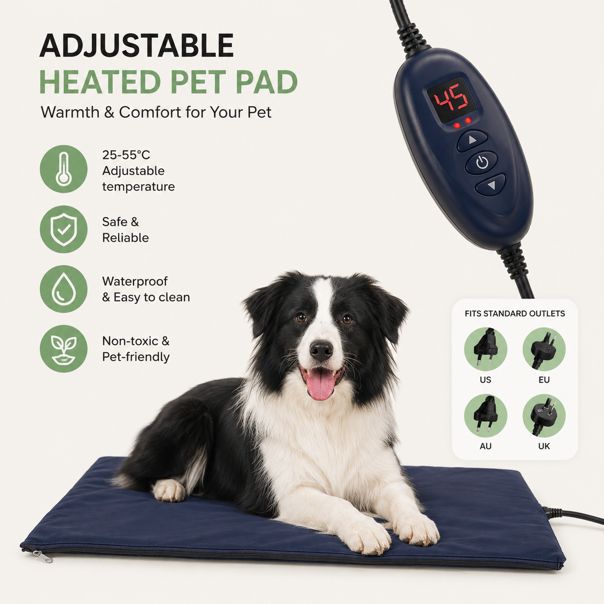 Tailented PureMate™ – Self-Heating Waterproof Pet Comfort Mat for Pets
