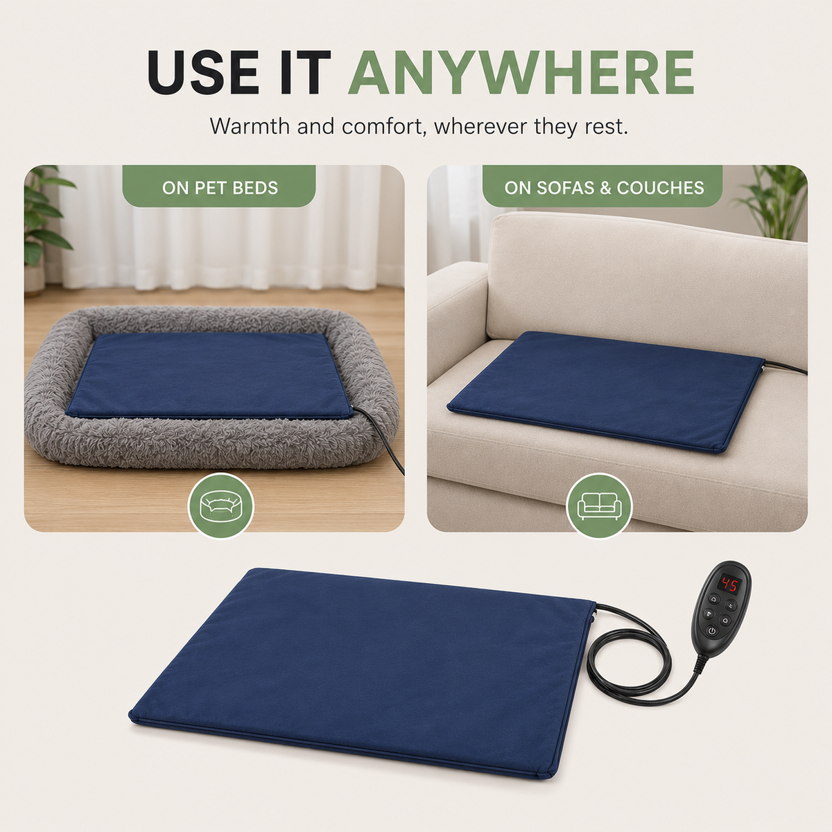 Tailented PureMate™ – Self-Heating Waterproof Pet Comfort Mat for Pets