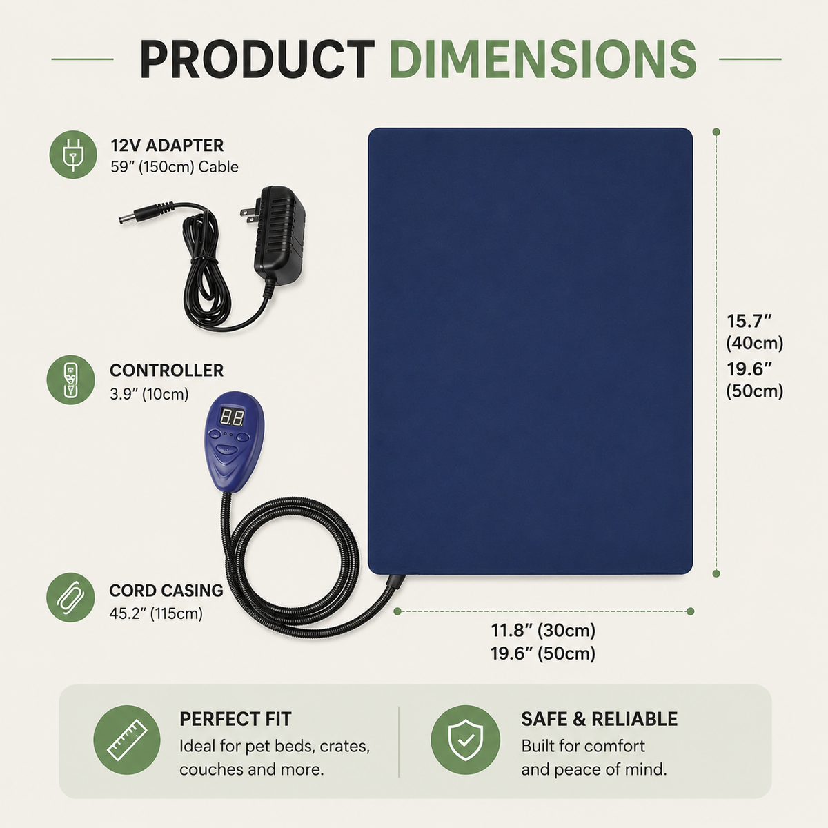 Tailented PureMate™ – Self-Heating Waterproof Pet Comfort Mat for Pets