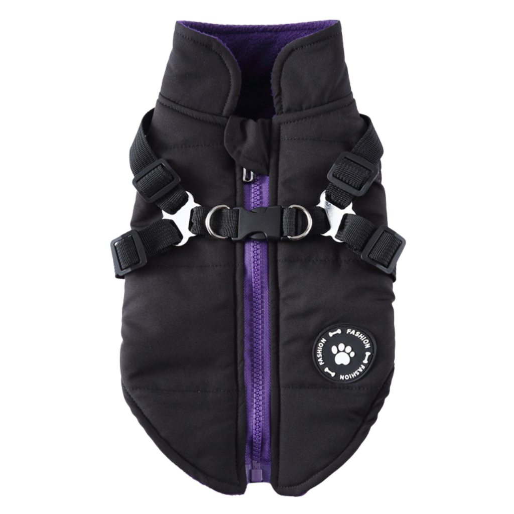 Warm Dog Coat with D-Ring – SnugGlow™