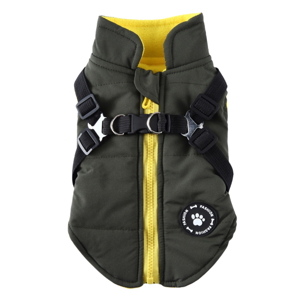 Warm Dog Coat with D-Ring – SnugGlow™