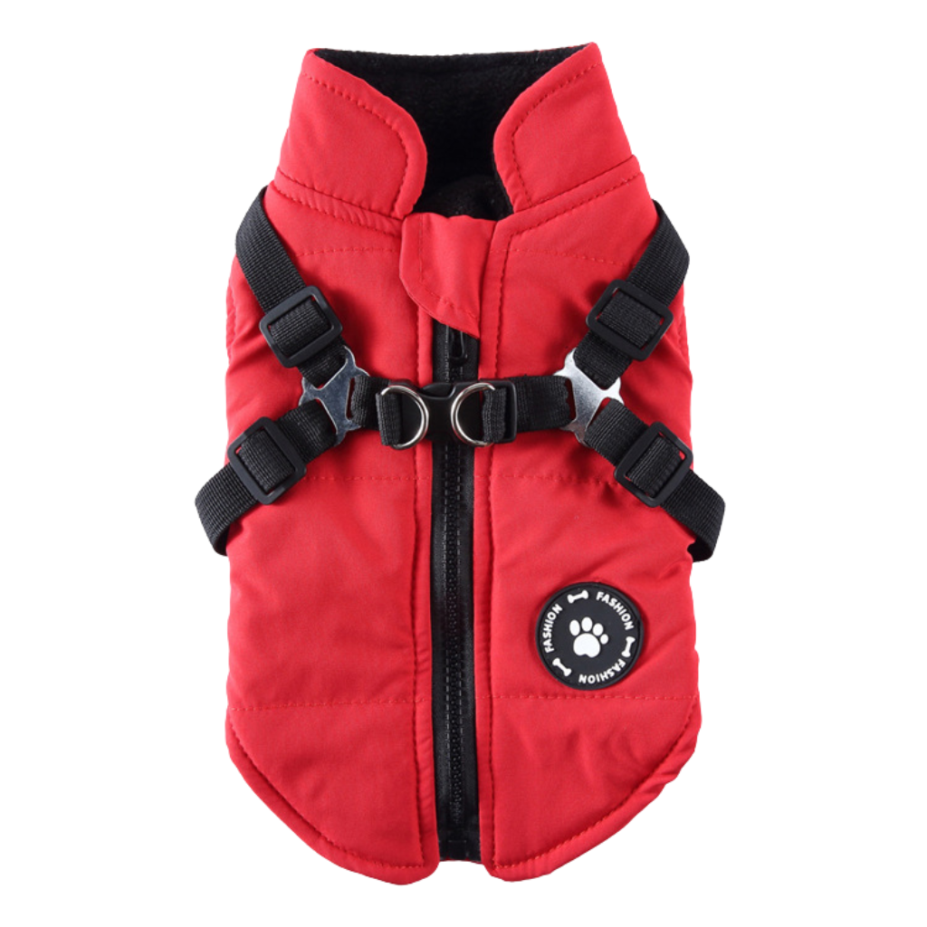 Warm Dog Coat with D-Ring – SnugGlow™
