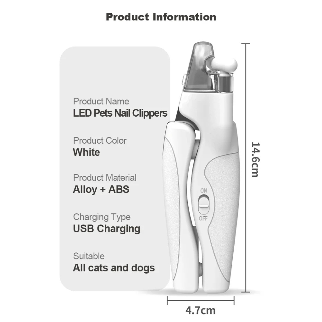 Tailented TrimLink™ – Pet Nail Clipper with LED Light with Rechargeable Power for Pets