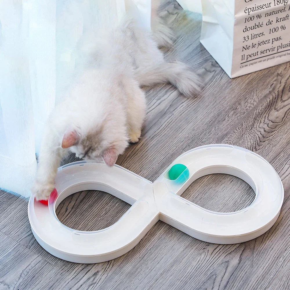 Figure-8 Interactive Cat Track with Rolling Ball – ChasePlus™
