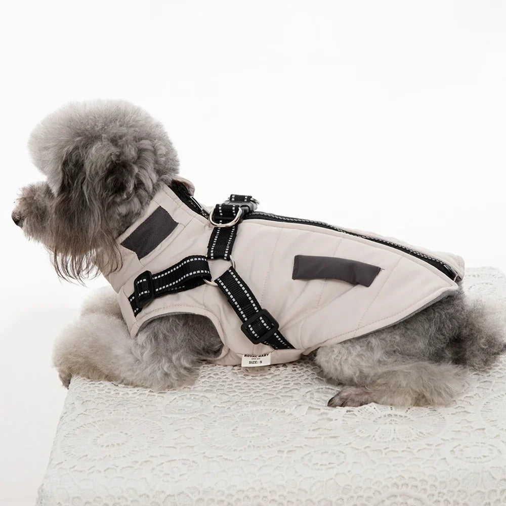 Warm Dog Coat with Built-In Harness – ShieldPlus™