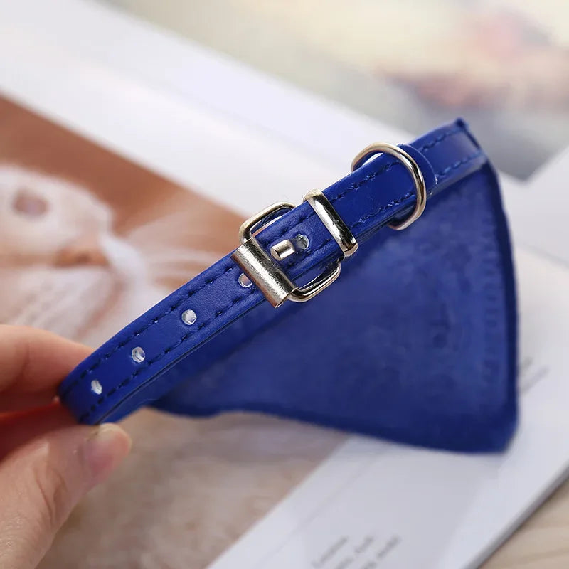 PU Leather Bandana Pet Collar – FrostFlow™