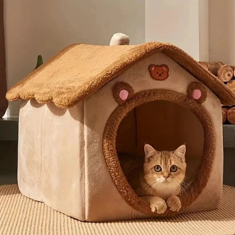 Foldable Plush Cat House – EverydayPro™