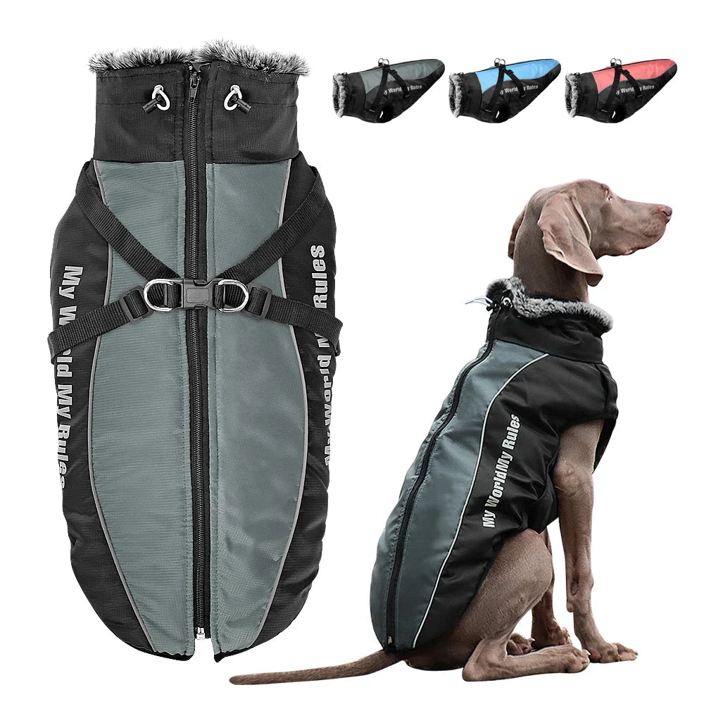 Warm Waterproof Dog Coat with Harness – WeatherLink™