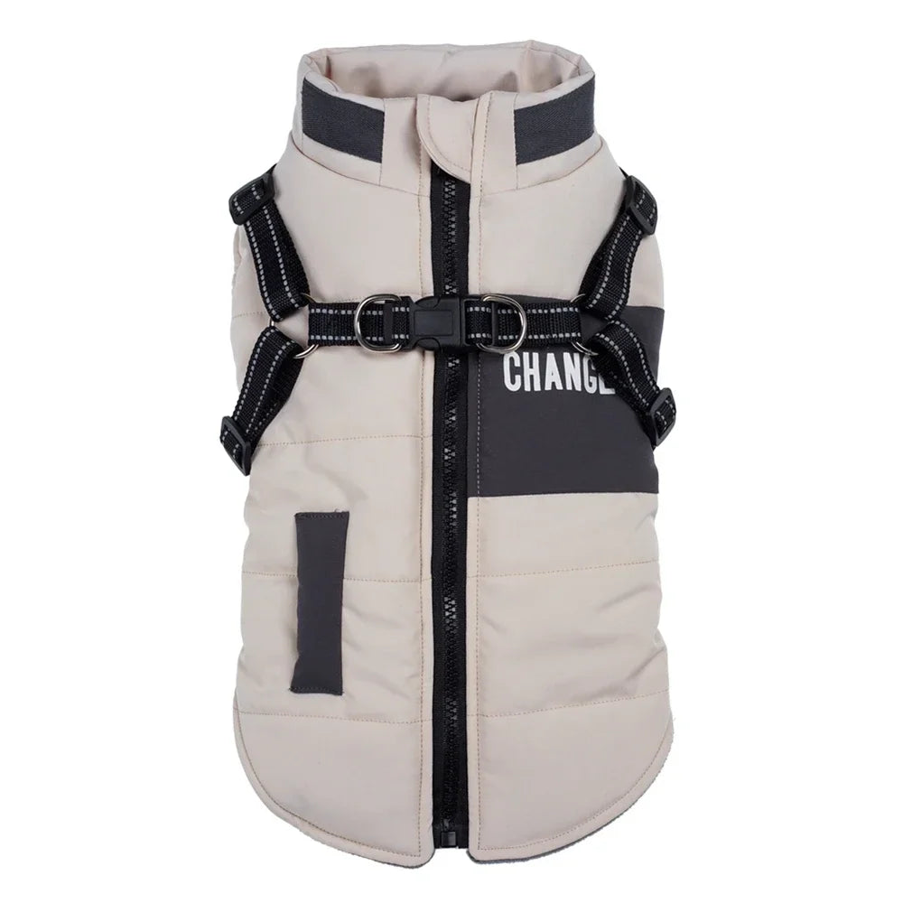Warm Dog Coat with Built-In Harness – ShieldPlus™