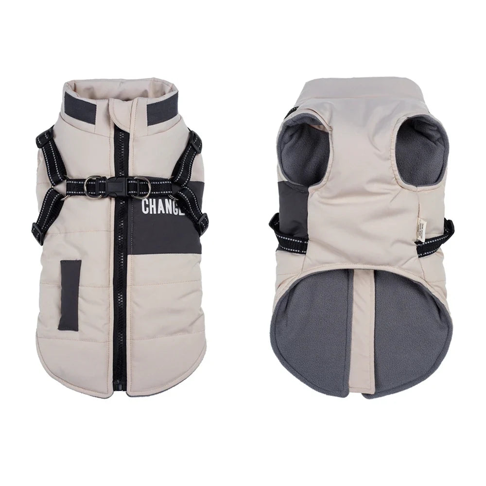 Warm Dog Coat with Built-In Harness – ShieldPlus™