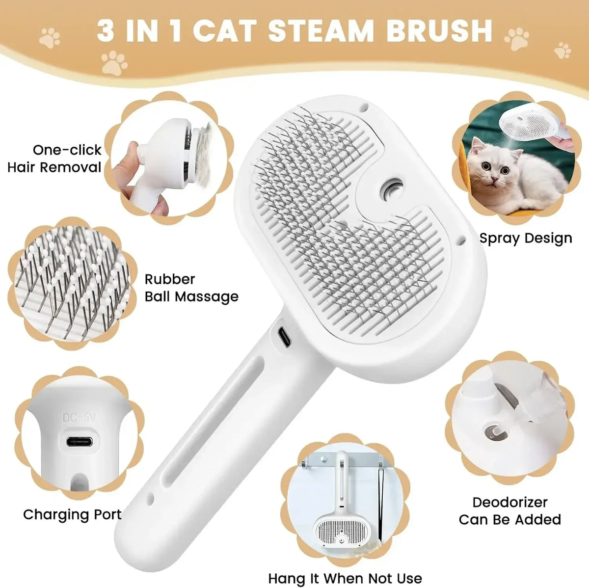 Electric Steam Pet Grooming Comb – SmoothCare™