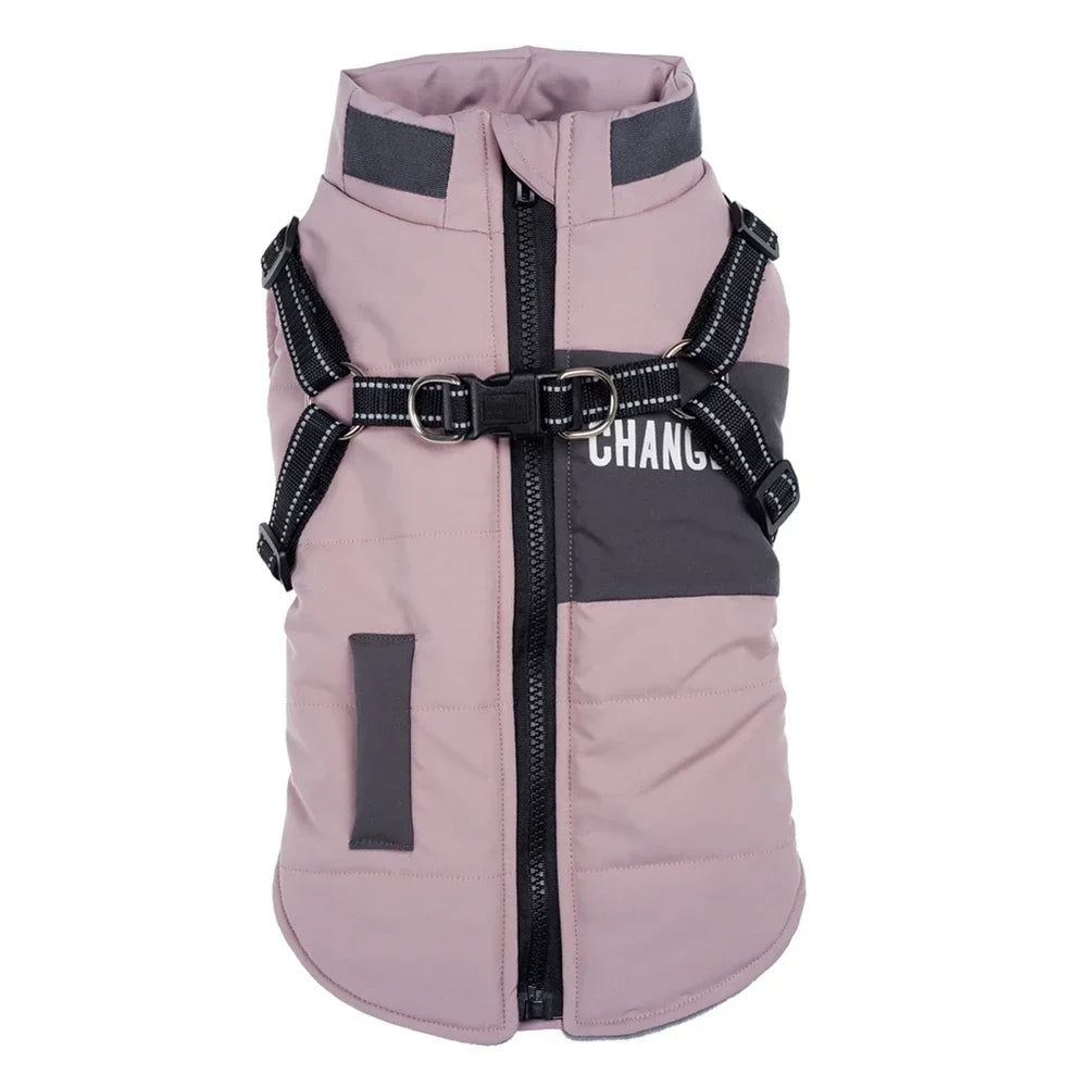 Warm Dog Coat with Built-In Harness – ShieldPlus™