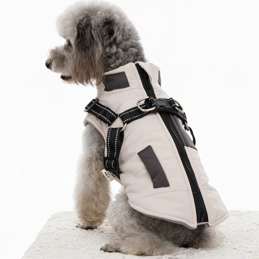 Warm Dog Coat with Built-In Harness – ShieldPlus™