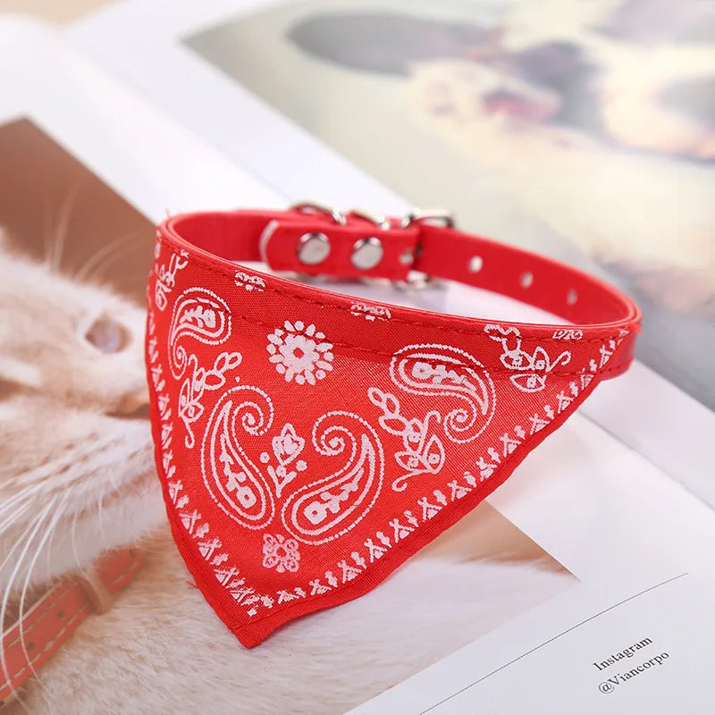 PU Leather Bandana Pet Collar – FrostFlow™