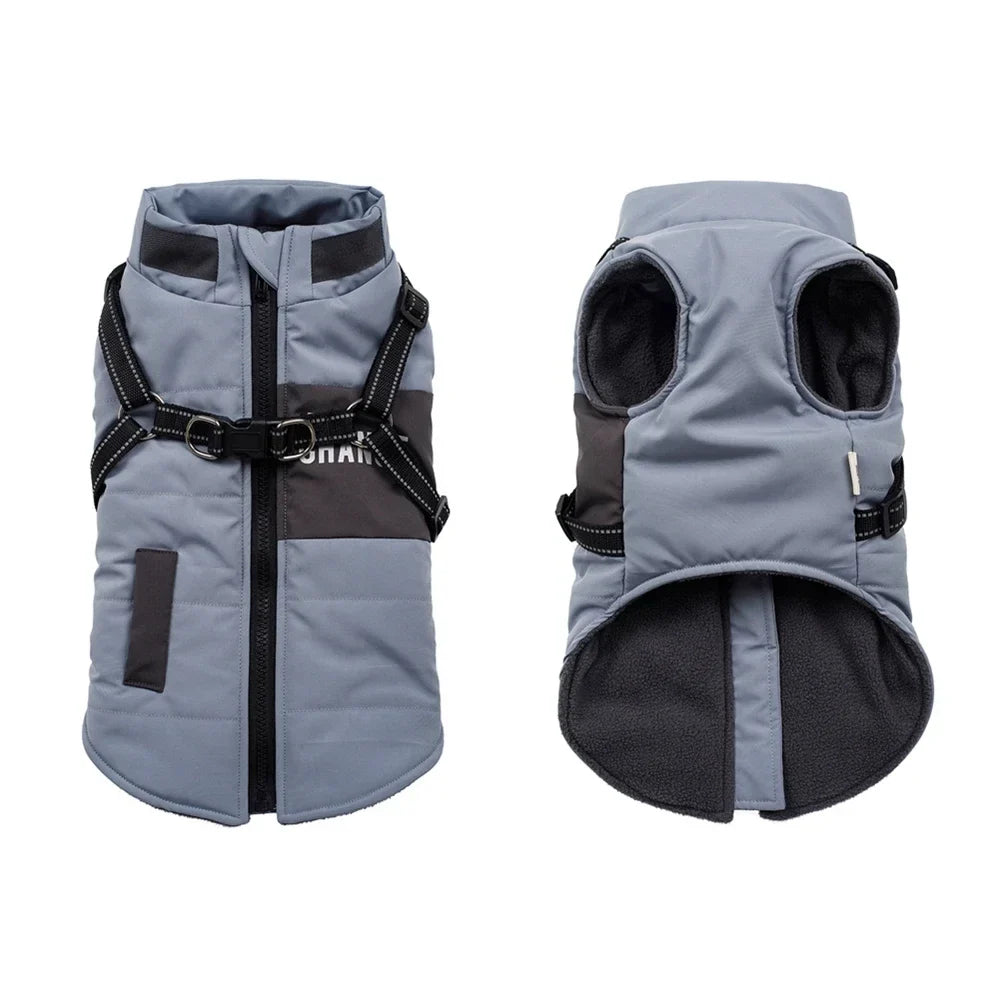 Warm Dog Coat with Built-In Harness – ShieldPlus™