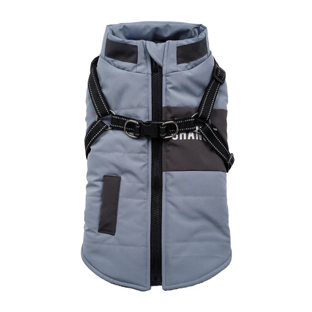 Warm Dog Coat with Built-In Harness – ShieldPlus™