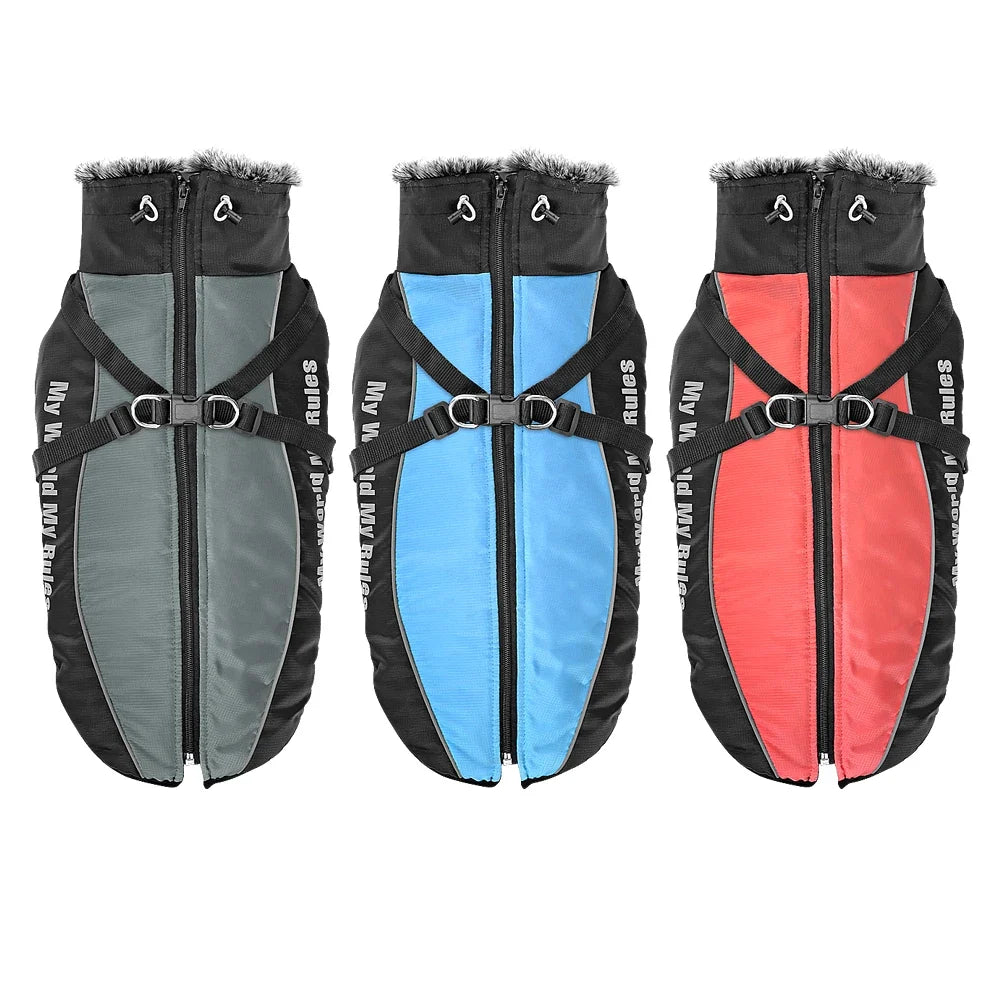 Warm Waterproof Dog Coat with Harness – WeatherLink™