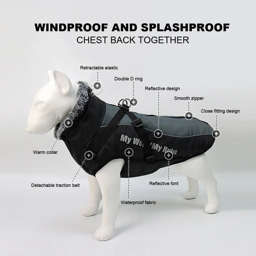 Warm Waterproof Dog Coat with Harness – WeatherLink™