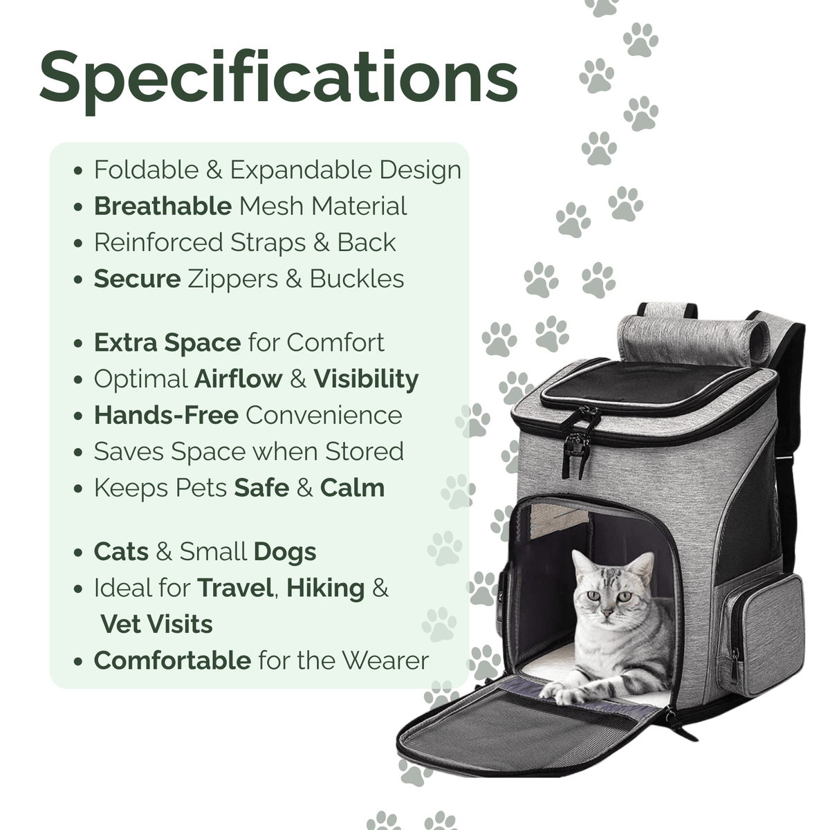 Expandable Cat & Small Dog Carrier Backpack – TripWave™