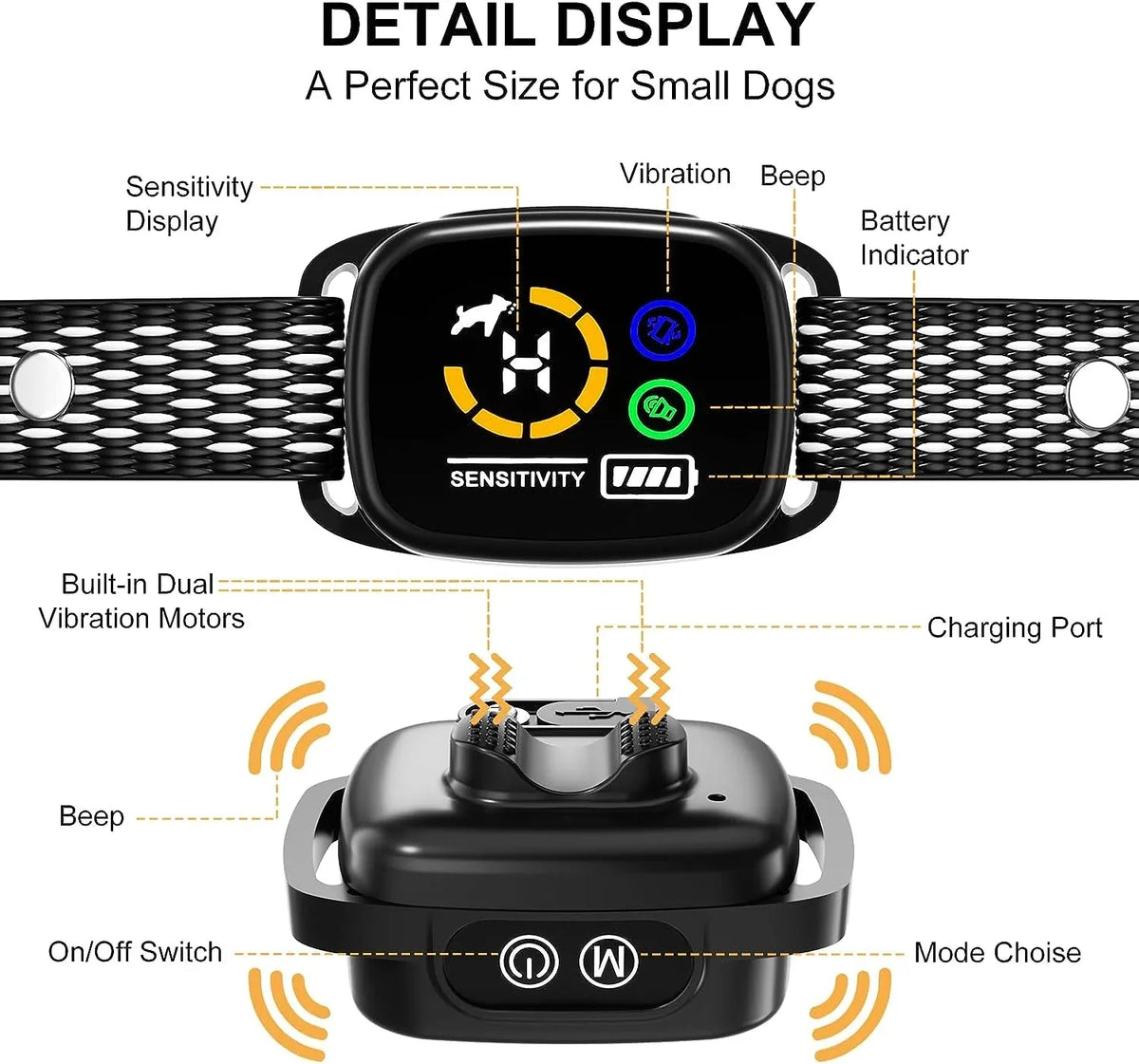 Rechargeable Anti-Bark Training Collar with Vibration – TrailFlow™