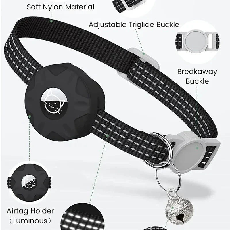 Reflective Cat Collar with AirTag Holder – SignalBalance™