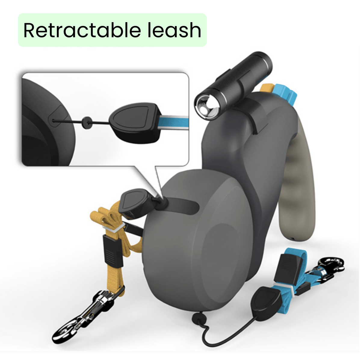 Dual Retractable Dog Leash with LED Light – TrailGlow™