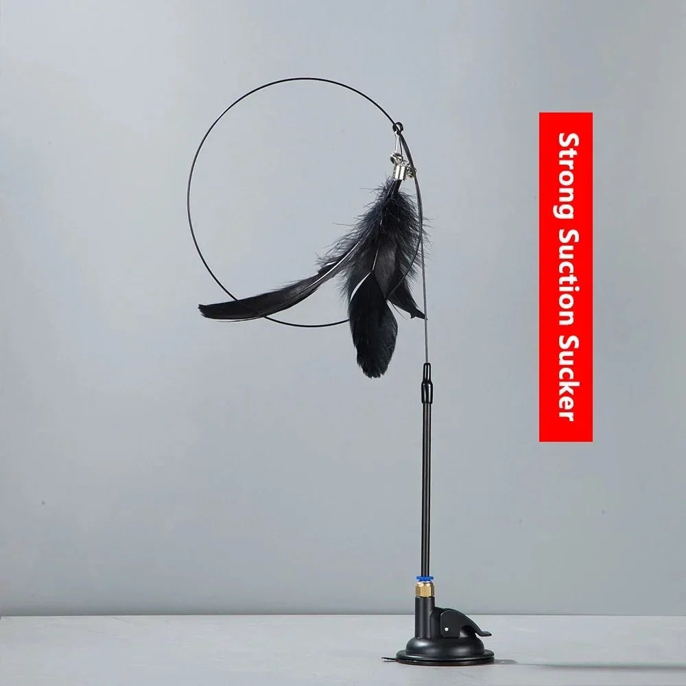 Interactive Feather Cat Wand with Suction Cup – ChaseLiving™