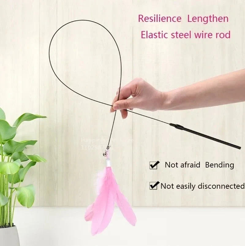 Interactive Feather Cat Wand with Suction Cup – ChaseLiving™