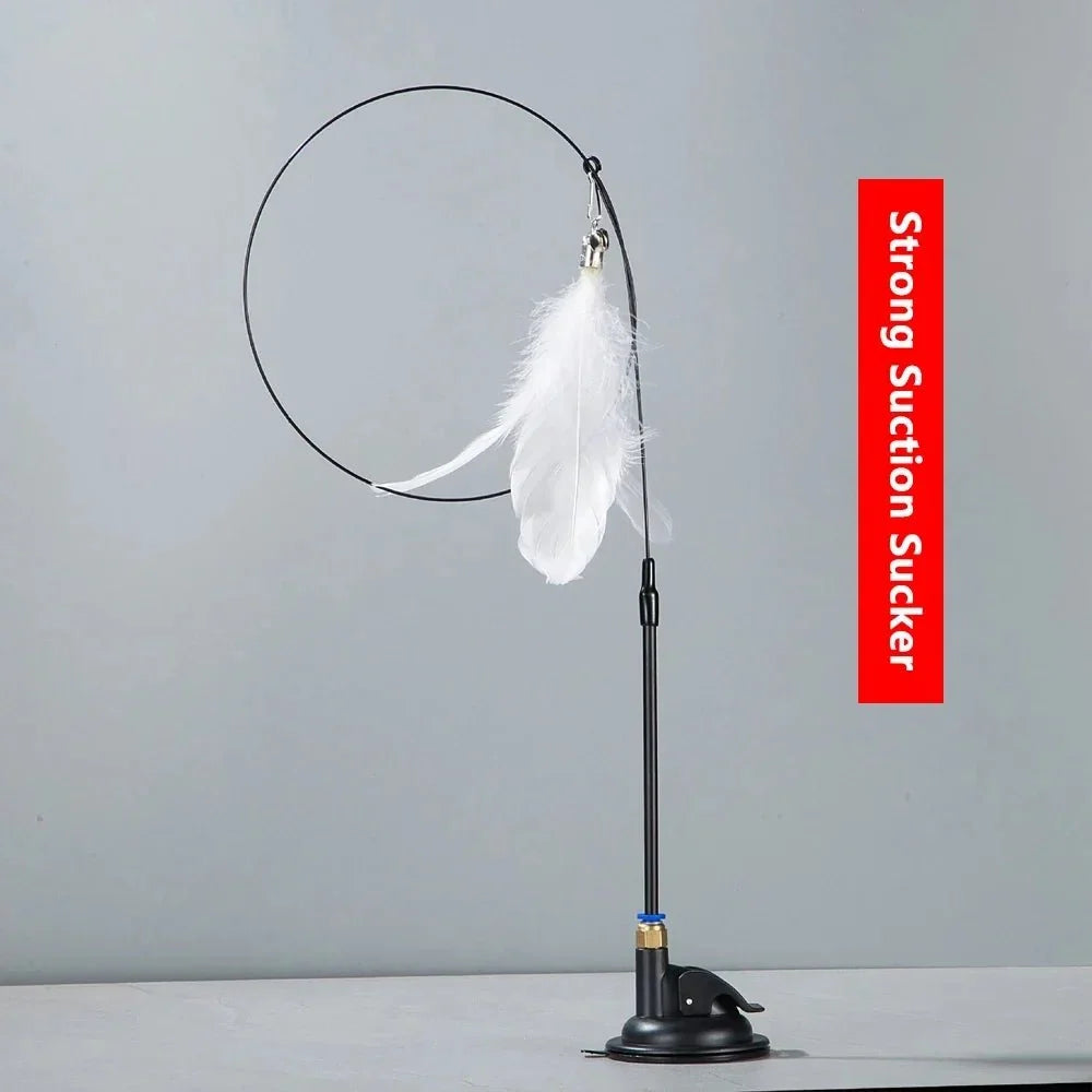Interactive Feather Cat Wand with Suction Cup – ChaseLiving™