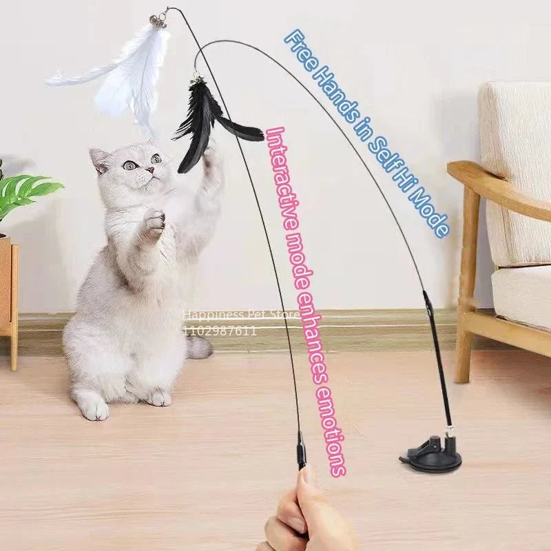Interactive Feather Cat Wand with Suction Cup – ChaseLiving™